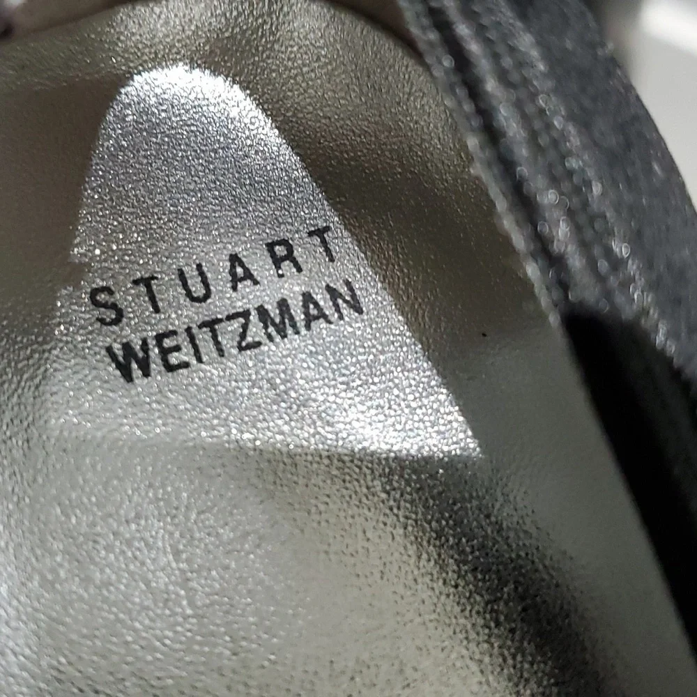 STUART WEITZMAN ARIANA CLARE BLACK SUEDE WEDGES SIZE 2 - Picture 4 of 12